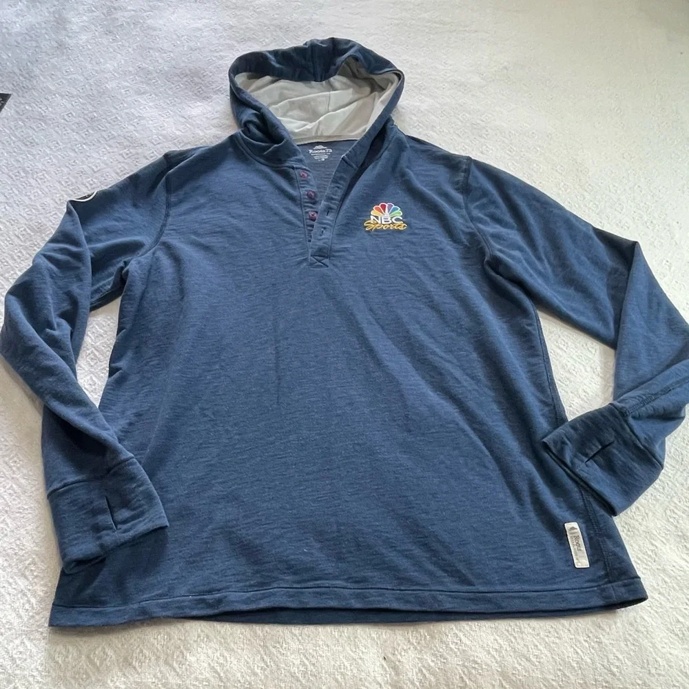NBC Sports Blue Textured Men's Shirt with Hoodie - Roots 73. size‎ Large